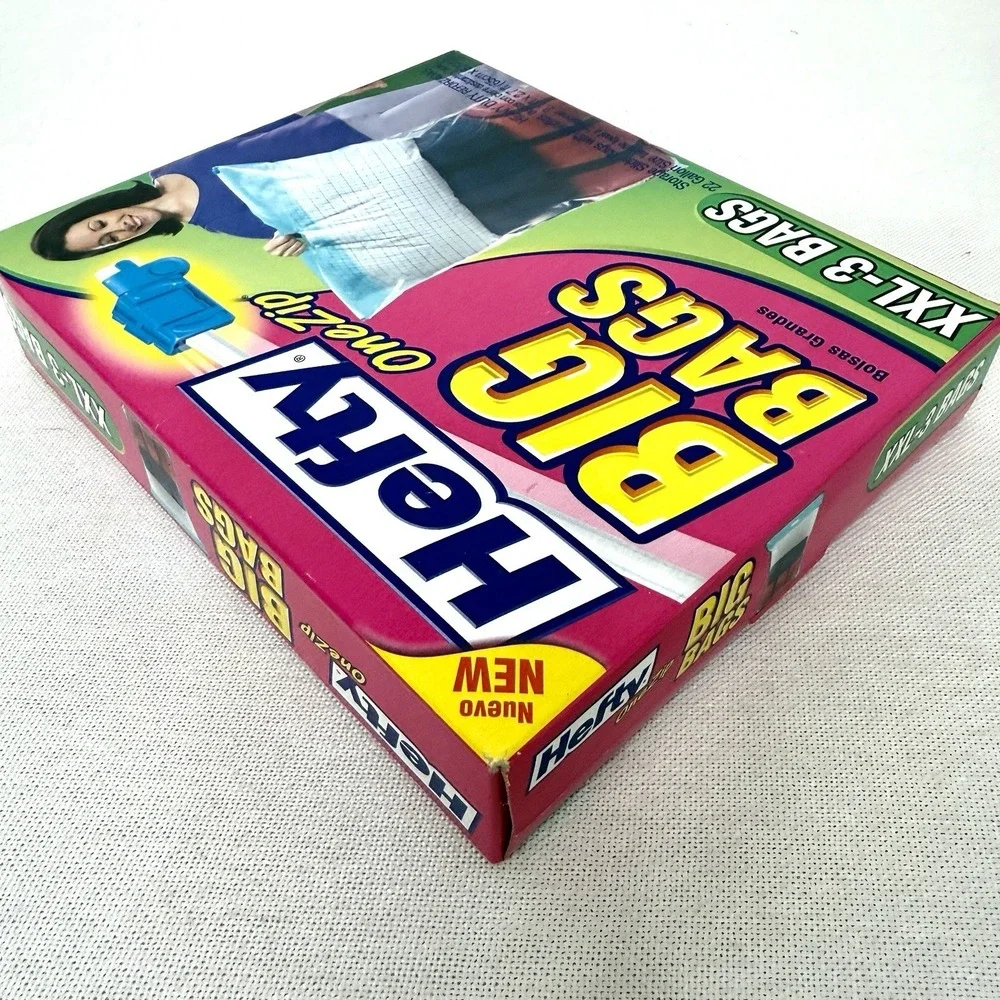 Hefty One Zip Big Bags XXL 22 Gal Zipper Storage Handled 3 Per Box NIB Sealed